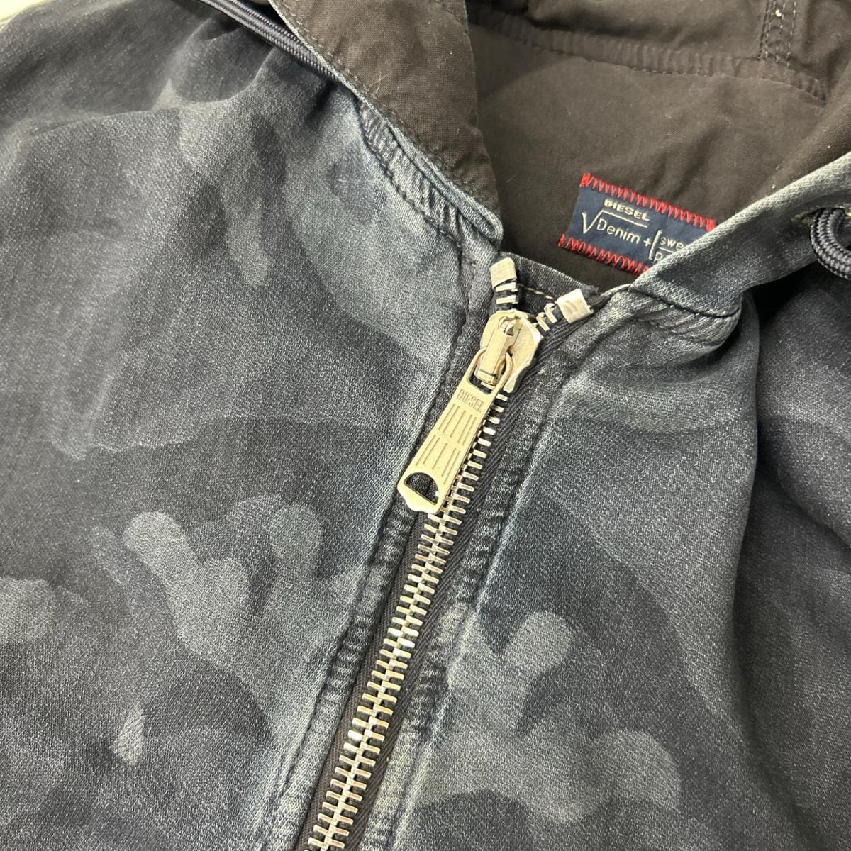 DIESEL Camo Jog Denim Hoodie Indigo Size S