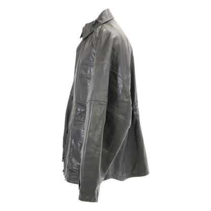 BALENCIAGA Leather 3-Pocket Drawstring Jacket Black Size 44