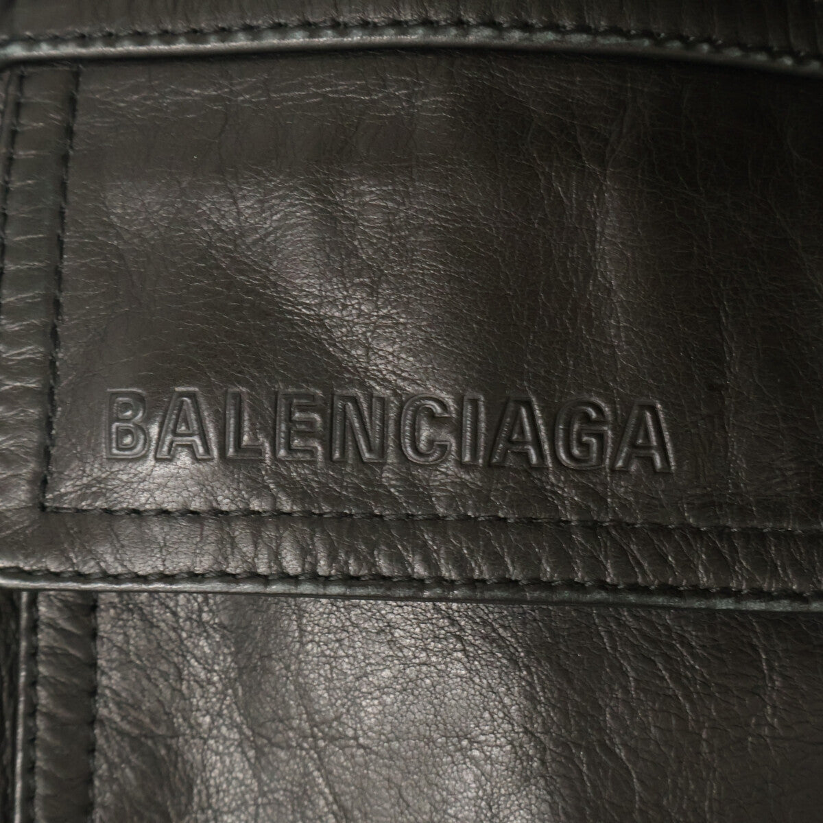 BALENCIAGA Leather 3-Pocket Drawstring Jacket Black Size 44