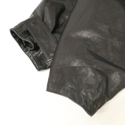 BALENCIAGA Leather 3-Pocket Drawstring Jacket Black Size 44
