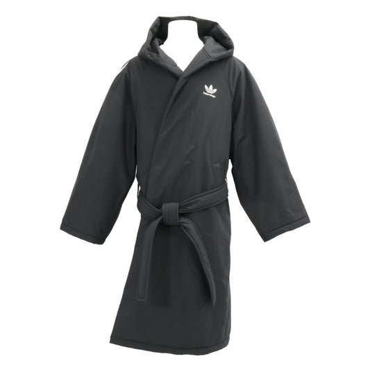 BALENCIAGA x adidas 3-Stripe Belted Hooded Coat Black Size L
