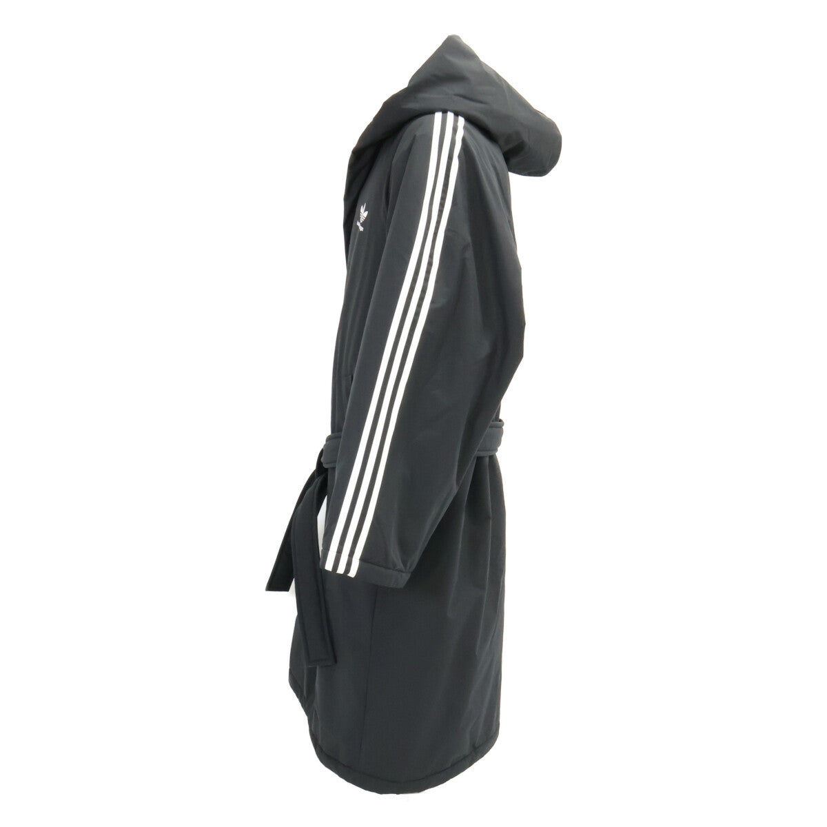 BALENCIAGA x adidas 3-Stripe Belted Hooded Coat Black Size L