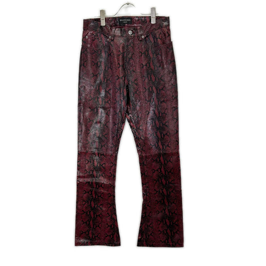 BALENCIAGA 23AW Bordeaux Python Leather Bootcut Pants Size S