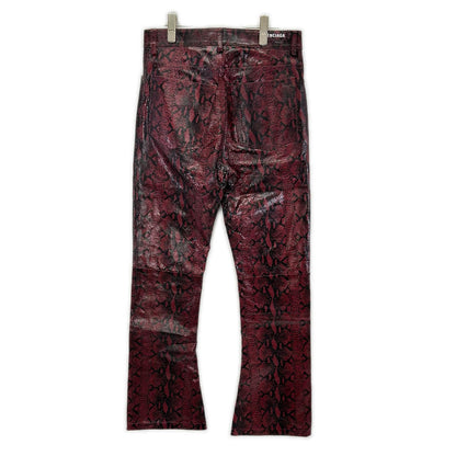 BALENCIAGA 23AW Bordeaux Python Leather Bootcut Pants Size S
