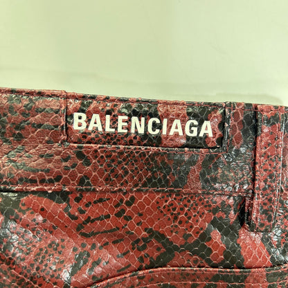 BALENCIAGA 23AW Bordeaux Python Leather Bootcut Pants Size S