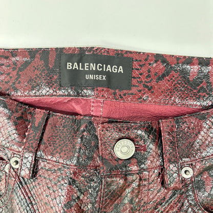 BALENCIAGA 23AW Bordeaux Python Leather Bootcut Pants Size S