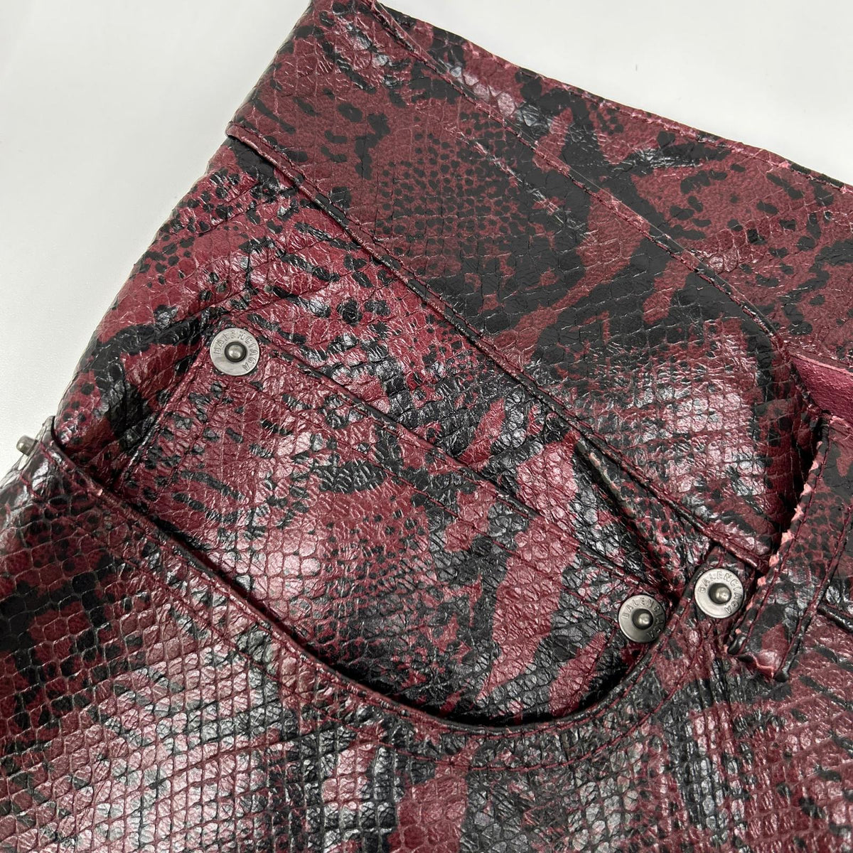 BALENCIAGA 23AW Bordeaux Python Leather Bootcut Pants Size S