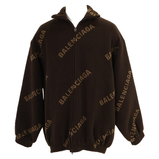 BALENCIAGA Brown Logo-print Zip-up Jacket Size 42