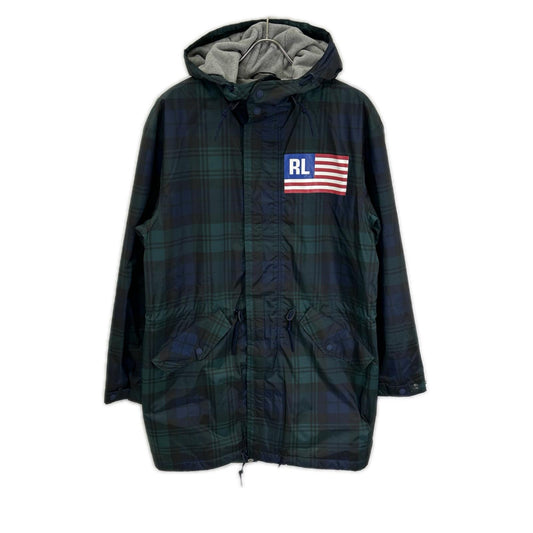 PoloSportRalphLauren Green Plaid Nylon Mod Coat