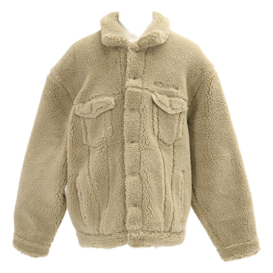 BALENCIAGA Oversized Boa Fleece Jacket Greige Size L
