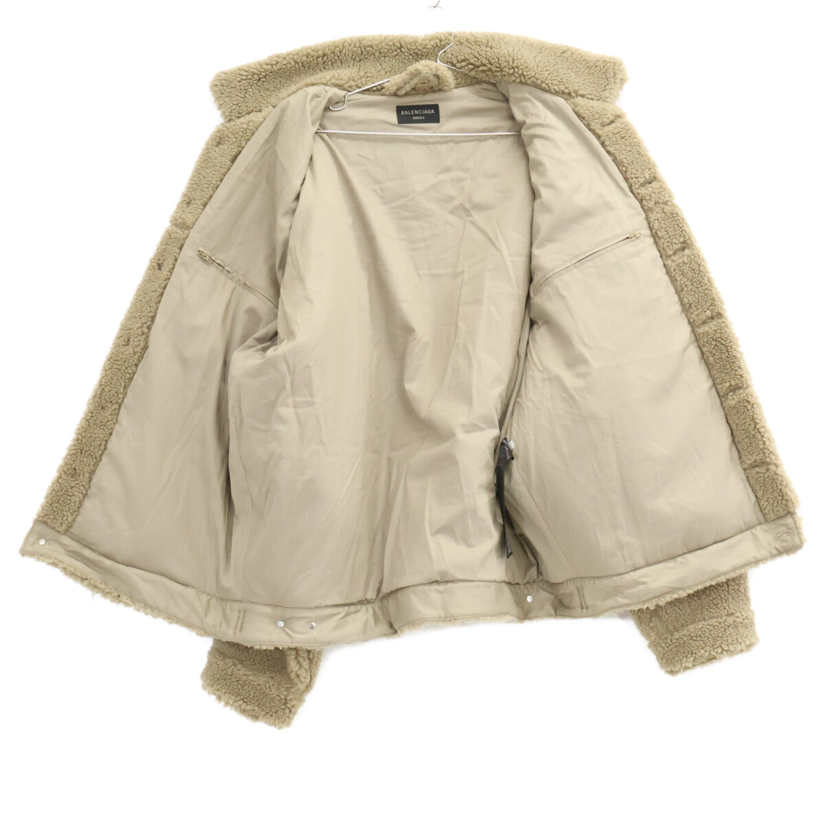 BALENCIAGA Oversized Boa Fleece Jacket Greige Size L