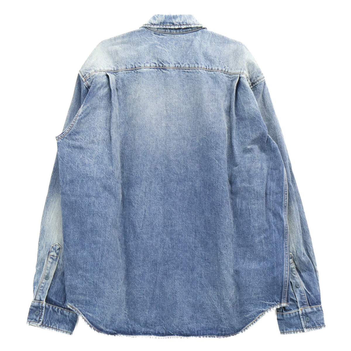 BALENCIAGA BB Logo Oversized Denim Shirt Dirty Wash Size S