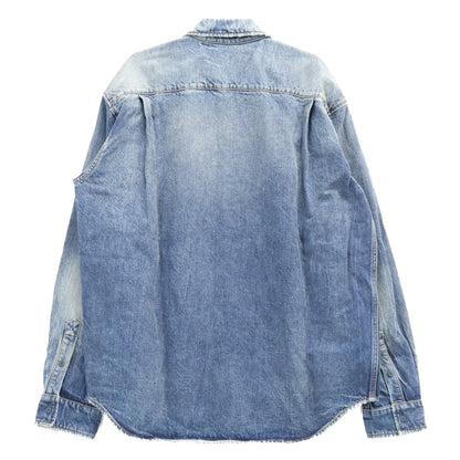 BALENCIAGA BB Logo Oversized Denim Shirt Dirty Wash Size S