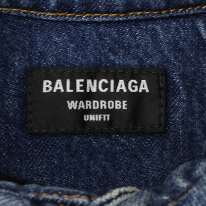 BALENCIAGA BB Logo Oversized Denim Shirt Dirty Wash Size S