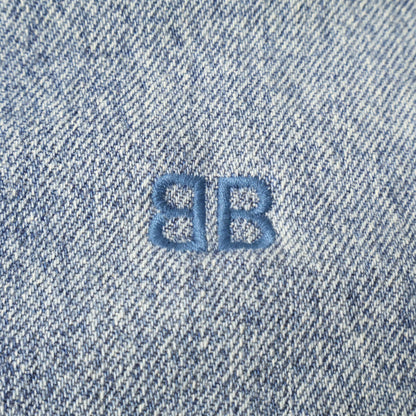 BALENCIAGA BB Logo Oversized Denim Shirt Dirty Wash Size S