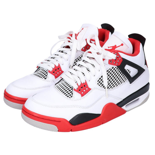 NIKE Air Jordan 4 Retro OG Fire Red Sneakers White Size 27.5