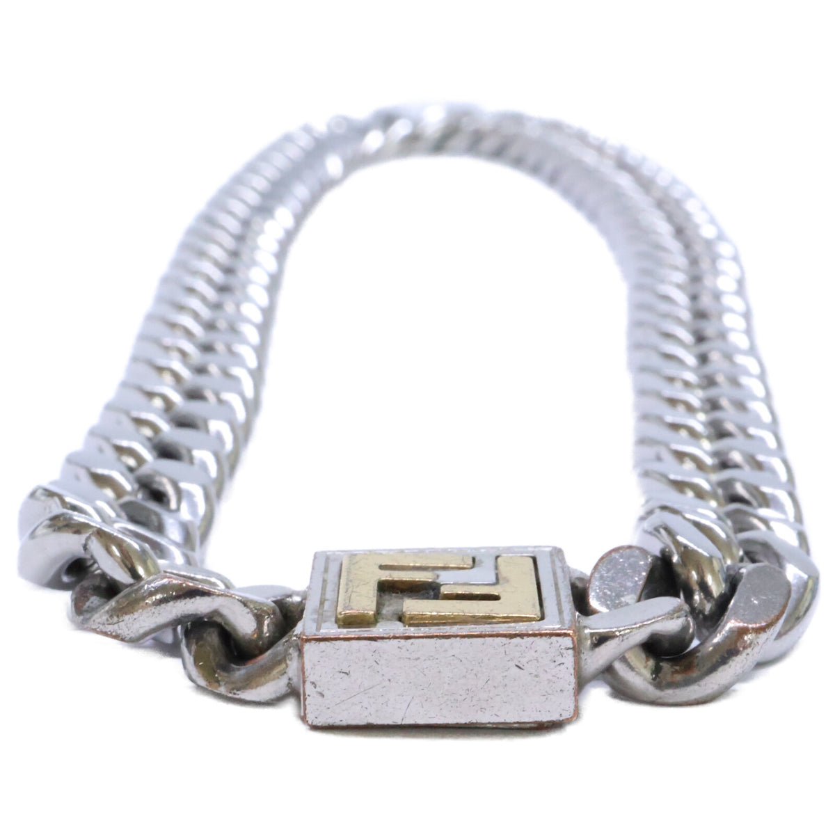 FENDI FF Logo Cuban Chain Necklace Silver/Gold Size ONE SIZE