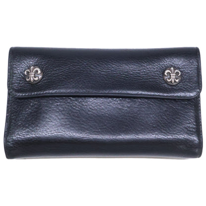 Chrome Hearts Wave BS Fleur Leather Long Wallet Black