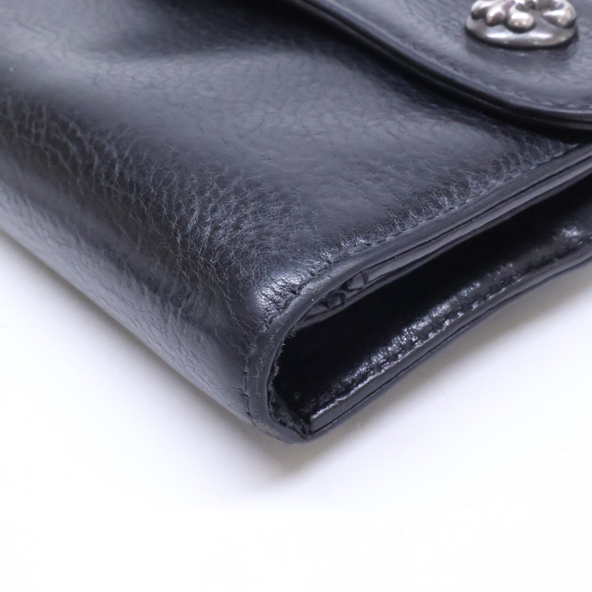 Chrome Hearts Wave BS Fleur Leather Long Wallet Black