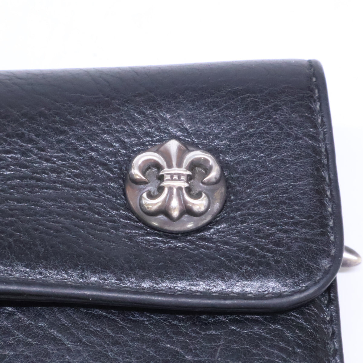 Chrome Hearts Wave BS Fleur Leather Long Wallet Black