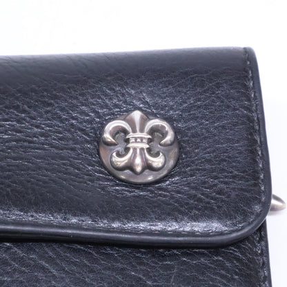Chrome Hearts Wave BS Fleur Leather Long Wallet Black