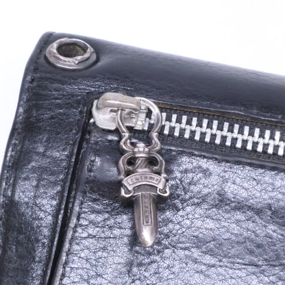 Chrome Hearts Wave BS Fleur Leather Long Wallet Black