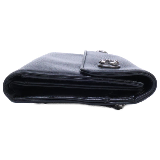 Chrome Hearts Wave BS Fleur Leather Long Wallet Black