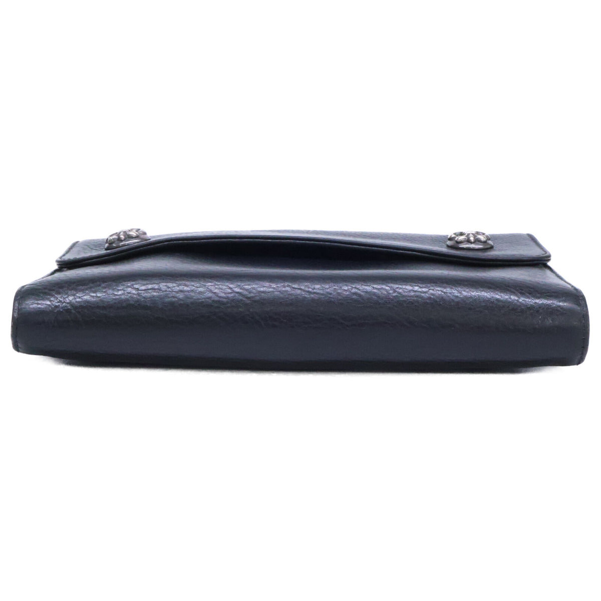 Chrome Hearts Wave BS Fleur Leather Long Wallet Black