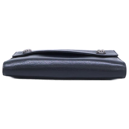 Chrome Hearts Wave BS Fleur Leather Long Wallet Black