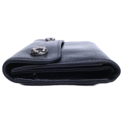Chrome Hearts Wave BS Fleur Leather Long Wallet Black