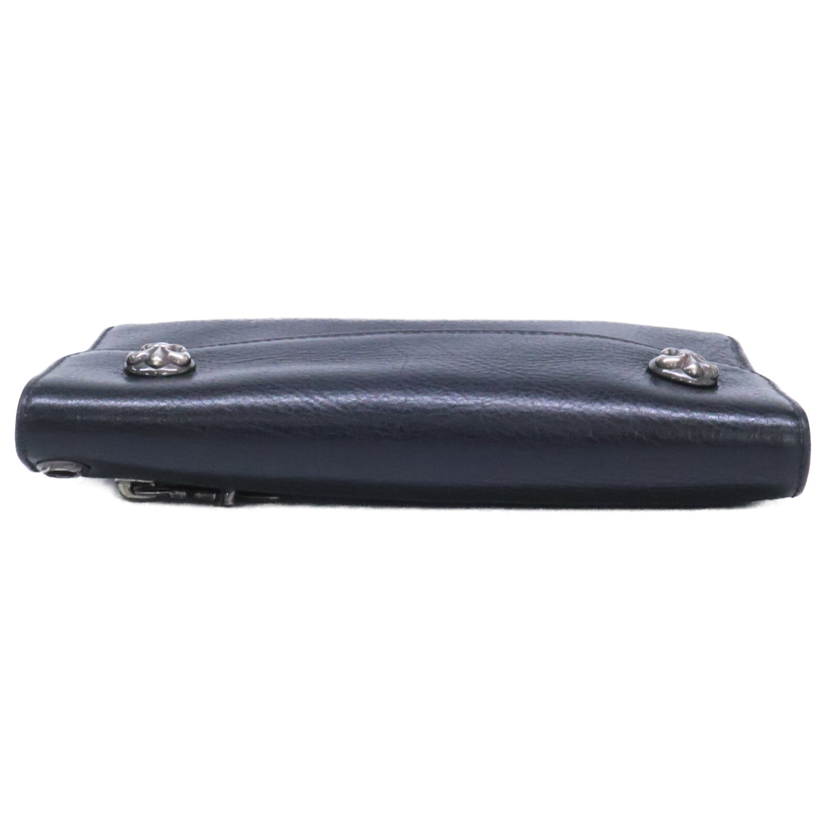 Chrome Hearts Wave BS Fleur Leather Long Wallet Black