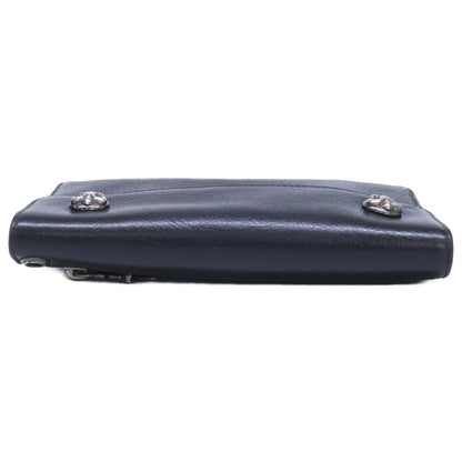 Chrome Hearts Wave BS Fleur Leather Long Wallet Black