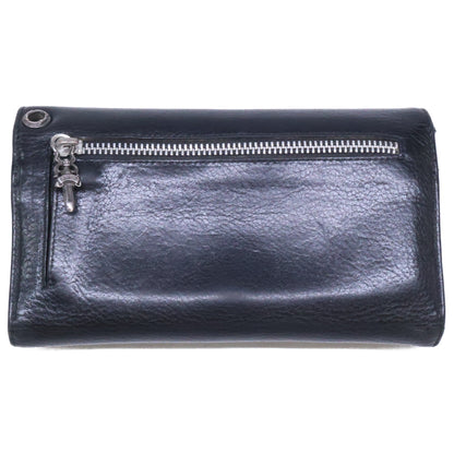 Chrome Hearts Wave BS Fleur Leather Long Wallet Black