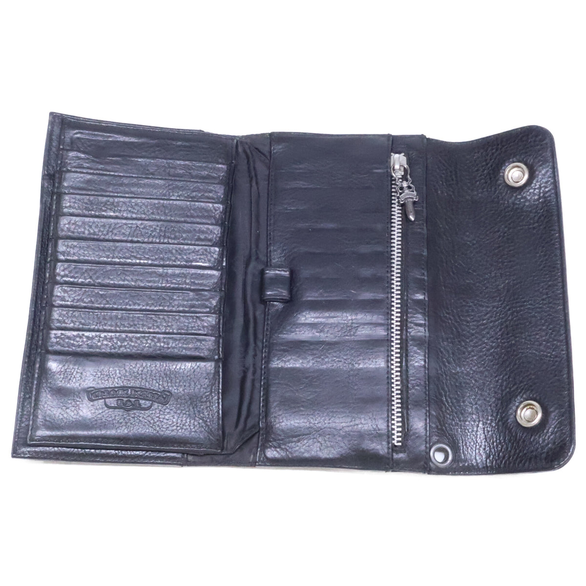 Chrome Hearts Wave BS Fleur Leather Long Wallet Black