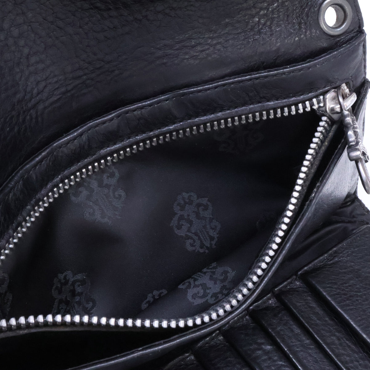 Chrome Hearts Wave BS Fleur Leather Long Wallet Black