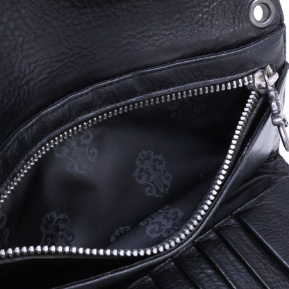 Chrome Hearts Wave BS Fleur Leather Long Wallet Black