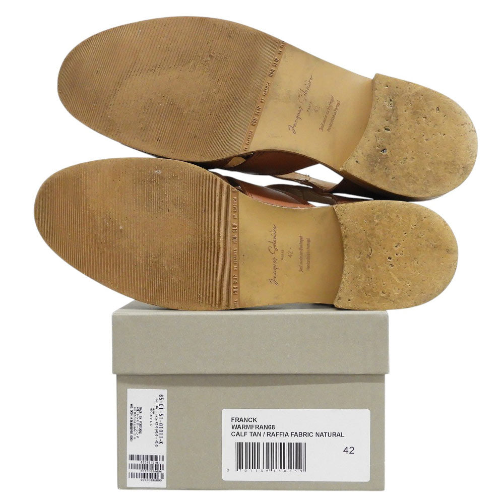 SOLOVIERE Raffia Calf Fisherman Sandals Brown Size EU 42