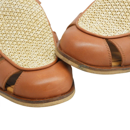 SOLOVIERE Raffia Calf Fisherman Sandals Brown Size EU 42