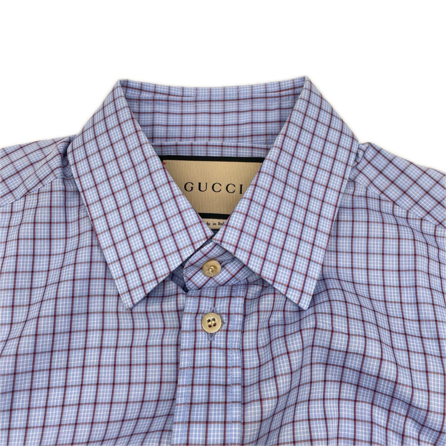 GUCCI Blue Check GG Marmont Long Sleeve Shirt Size 15