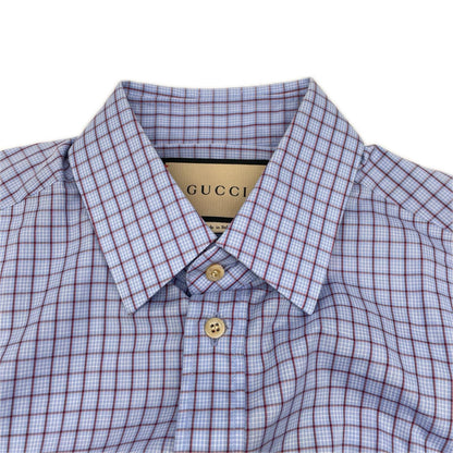 GUCCI Blue Check GG Marmont Long Sleeve Shirt Size 15