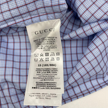GUCCI Blue Check GG Marmont Long Sleeve Shirt Size 15