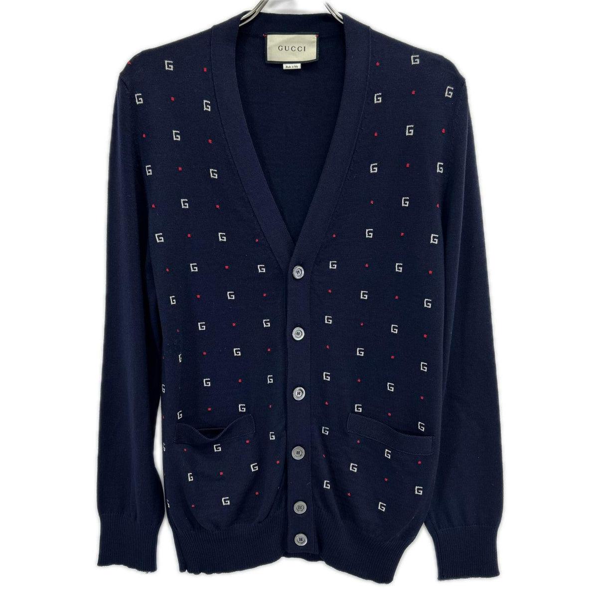 GUCCI 19SS Navy G-Motif Wool Cardigan Size XS