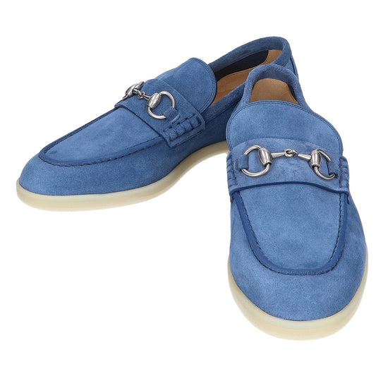 GUCCI Blue Suede Horsebit Loafers Size 6