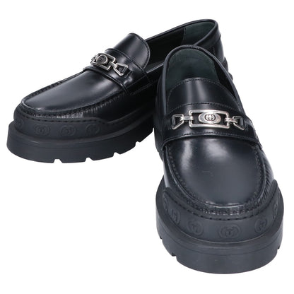 GUCCI Black Leather Shearling Loafers Size 6 1/2