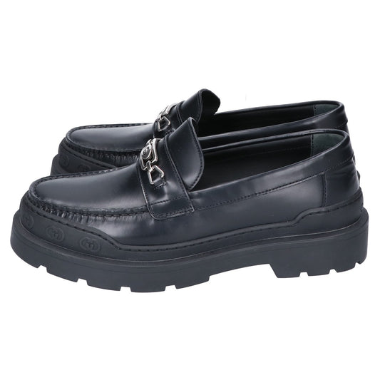 GUCCI Black Leather Shearling Loafers Size 6 1/2