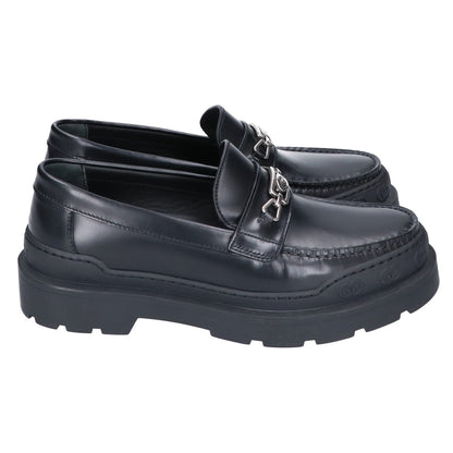 GUCCI Black Leather Shearling Loafers Size 6 1/2