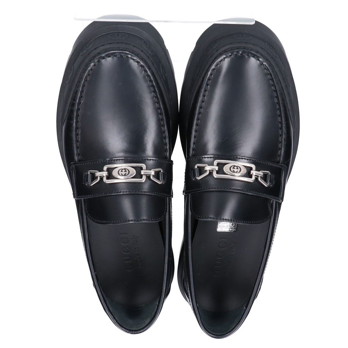 GUCCI Black Leather Shearling Loafers Size 6 1/2
