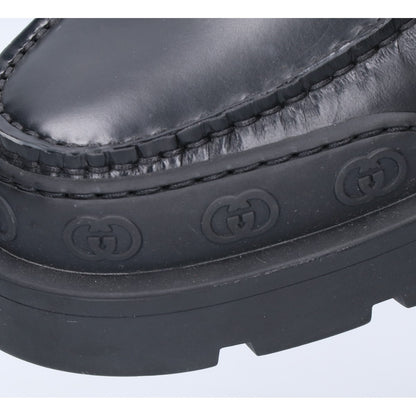 GUCCI Black Leather Shearling Loafers Size 6 1/2