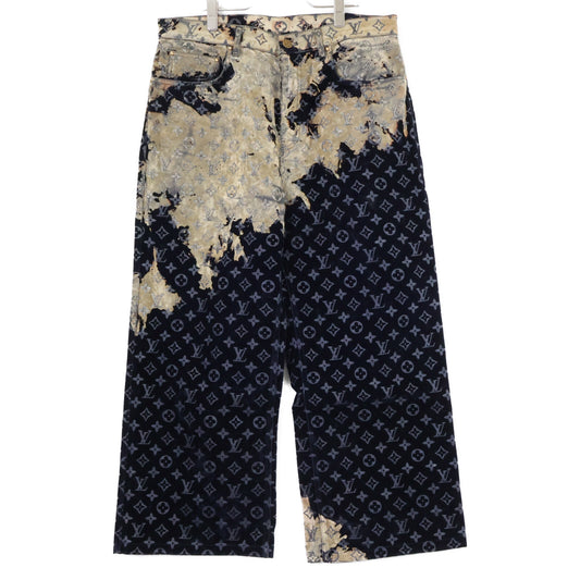 Louis Vuitton 24' Monogram Bleach Velour Pants Navy Size 34