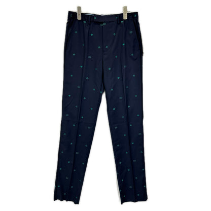 GUCCI Michele Era Wool GG Embroidered Trousers Size 7-44R